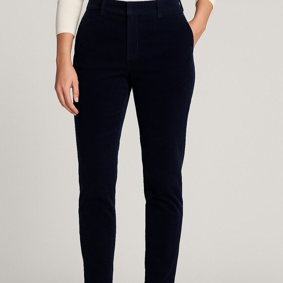 Theory Navy Blue Corduroy Slim Leg Pants Wool Blend Size 2 - Picture 1 of 7